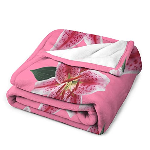 50"X60" Funny Anti-Allergic Flannel Soft Blanket Original Design Natural Zoom Lily Spots Petals Throws For Adoults Men Women Kids Childrens Spring Summer Autumn Winter #TOP2