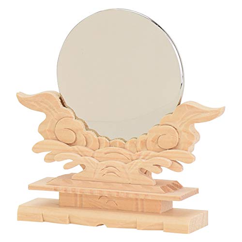 お仏壇のはせがわ 神棚 神殿 神具 神鏡 木製台付 2.5 鏡 ご神鏡 御神鏡