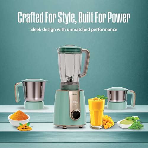 Image of Havells Craft Kitchen Essentials Combo for Premium and Modern Kitchens | Mixer Grinder + Kettle | Perfect Kitchen Companion and Gifting Range (Blue & Golden)