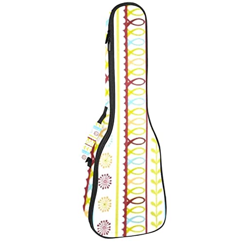 Sac pour ukulélé de concert et soprano robuste avec rembourrage 10mm et motif géométrique