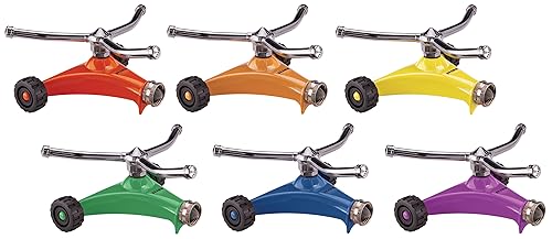 Dramm Colorstorm 15051 - Irrigatore A 3 Bracci Con Base In Metallo Resistente, Colore: Rosso - 3