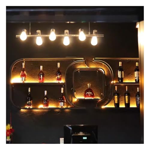 LWDXMYKW Botelleros de Pared con luz LED, Modernos estantes flotantes de Metal para exhibir Botellas de Vino, Ideales para decoración de hogar, Restaurante y Bares (35 x 0,15 x 0,76 m)