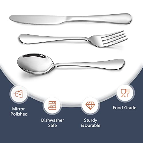 Silverware Set,SANTUO Stainless Steel Knives Spoon Forks Set for Home, Kitchen and Restaurant, Mirror Polished& Dishwasher Safe (18pcs Silverware set)