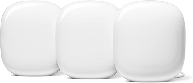 Google Wifi Pro  Wi-Fi 6E Reliable home system with fast speed and whole-home coverage Mesh router snow, 3-Pk