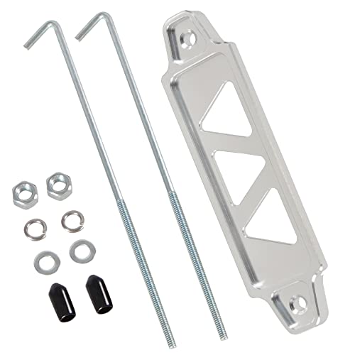 Htostar Racing Battery Hold Down Sets,Heavy Duty Aluminum Car Battery Tie Down Bracket Hold Lock Anodized (Silver,10 Inch Bolts) #TOP16