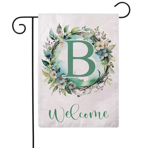 Monogram Garden Flag B with Flowers
