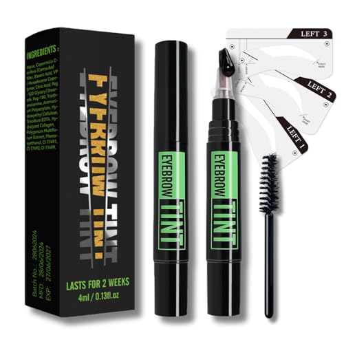 SHEBEEDO Semi-Permanent Eyebrow Dye Dark Brown Professional Formula Brow Tint Kit - Natural Looking Results in 3 Seconds, Up to 10 Days