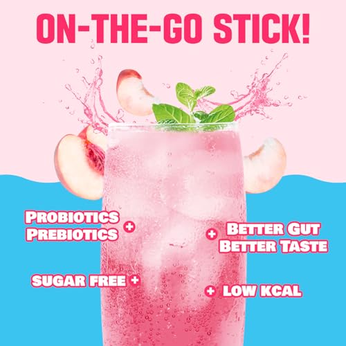 TEAZEN Peach Kombucha Tea, Hydration Drink Mix, Sugar Free, Live Probiotics & Prebiotics, 10 Sticks, 1.76oz - Thumbnail 3