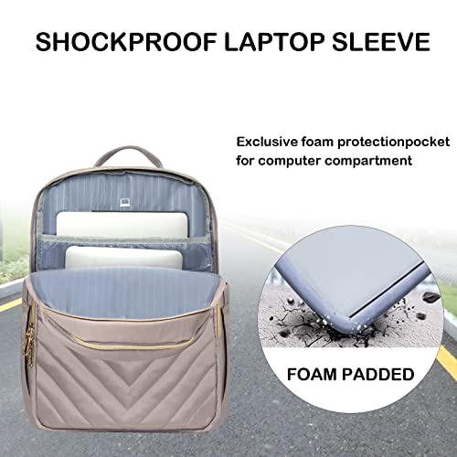 Vankean 15.6 Inch Laptop Backpack For Women Work Laptop Bag Fashion With Usb Port, Waterproof Backpacks Stylish Travel Bags Casual Daypacks For College, Business, Light Dusty Pink #TOP3