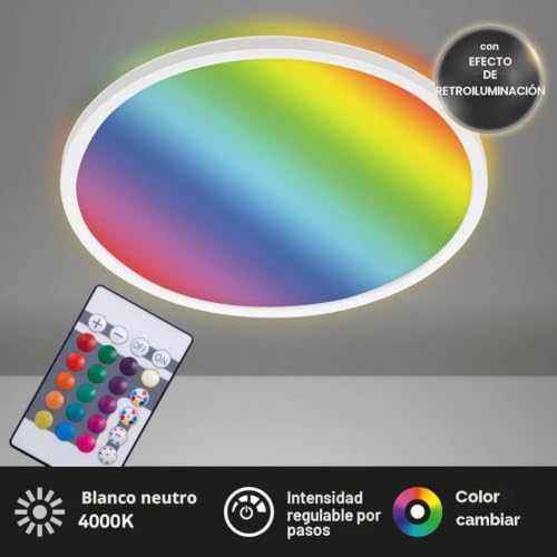 Panel LED de techo circular BRILONER retroiluminado con acabado blanco moderno 3