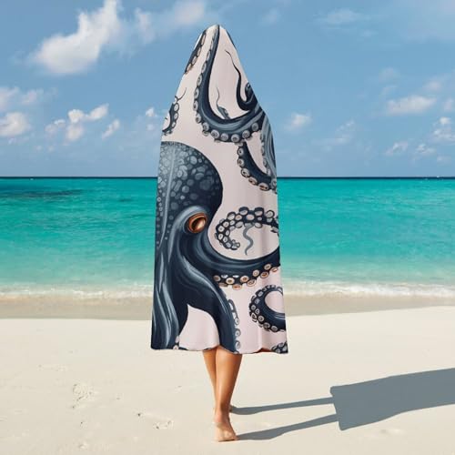 Cape à capuche pieuvre couverture portable plaid canapé voyage 101x127cm