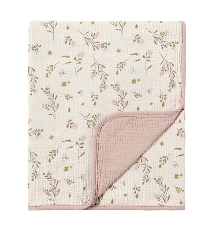 CREVENT 100% bawełna organiczna muślinowy koc dziecięcy dla noworodków, niezbędny na baby shower prezent urodzinowy - kwiat 100 x 100 cm