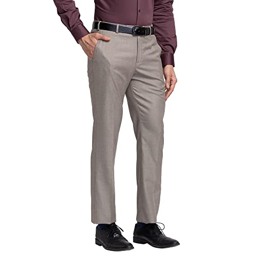 Image of Park Avenue Men's Pure Cotton Structure Pattern Smart Fit Flat Front Formal Trouser