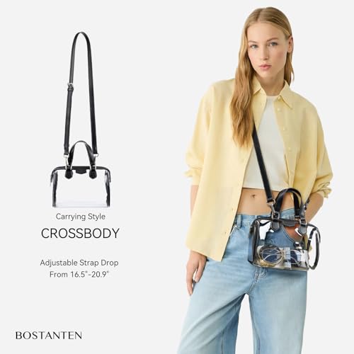 BOSTANTEN Clear Bag for Stadium Approved Top Handle Crossbody Purses Barrel Handbag for Events, Concerts, Travel, Daily Use3