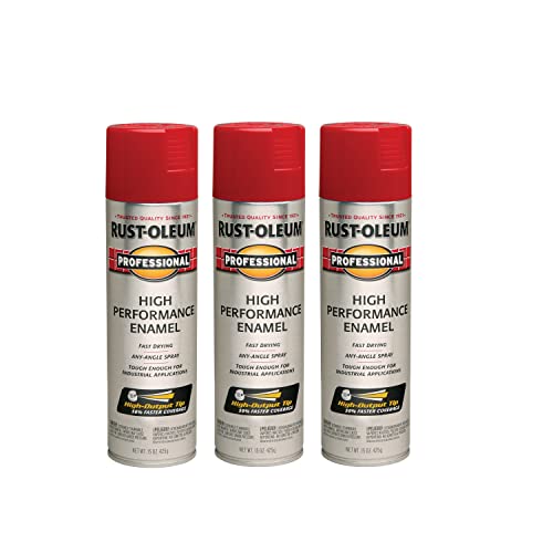 Image of Rust-Oleum 7564838-3PK Professional High Performance Enamel Spray Paint, 15 oz, Gloss Safety Red, 3 Pack