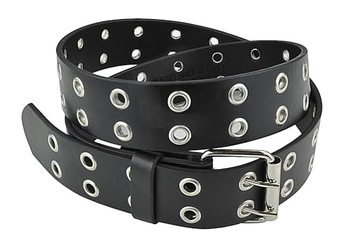 Belle Donne Women Belt Plus Size Double Grommet, Grunge, Emo, Goth Punk Style, studded Double Holes Black Belt X Large3