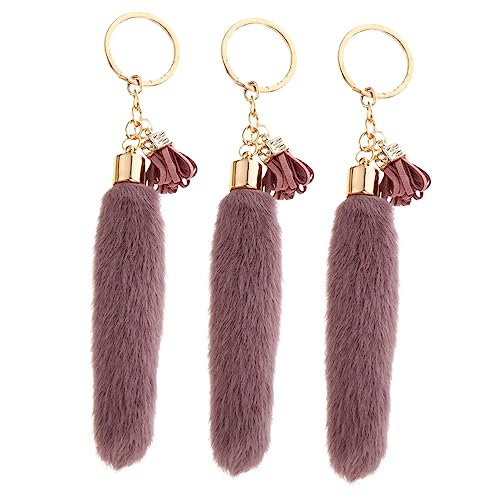 GALPADA 3pcs Creative Bag Pendant Plush Keychain with Tassel Design for Handbags Car Keys and Accessories Lightweight and Stylish All Ages Purple