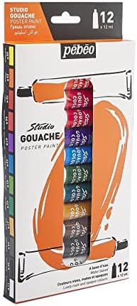 Pébéo  Studio Gouache - Gouache Paint Set for Professional Artists and Hobby Painters  12 colours, 12 ml