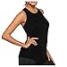 Canotta da donna, per allenamento, yoga, palestra, sportiva, incrociata, senza maniche, con pieghe sulla schiena, per sport, fitness, yoga, taglie grandi, tinta unita, Nero , XL