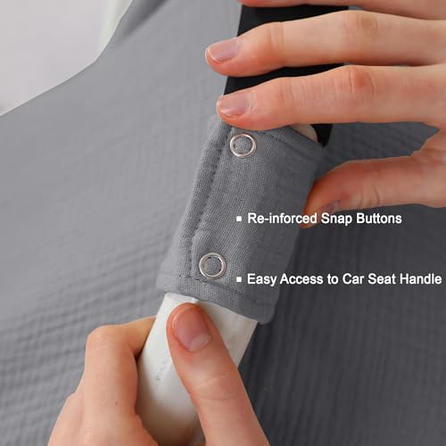 Image of 100% Muslin Cotton Car Seat Cover Baby, Carseat Canopy Cover, Universal Fit Stroller Covers for Boys and Girls (Grey)