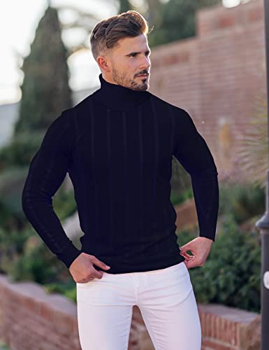 Mens Slim Fit Lightweight Long Sleeve Pullover Top Turtleneck T-Shirt Black High Neck Merino Wool Sweatshirt Thermal Shirt Mexico Jersey Tshirt Mock Neck Tight Turtleneck Polo Sweaters For Men #TOP3