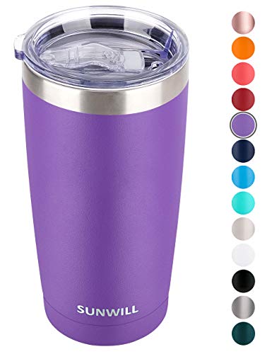 SUNWILL 20oz Tumbler with Lid, Stainless Steel Vacuum Insulated Double Wall Travel Tumbler