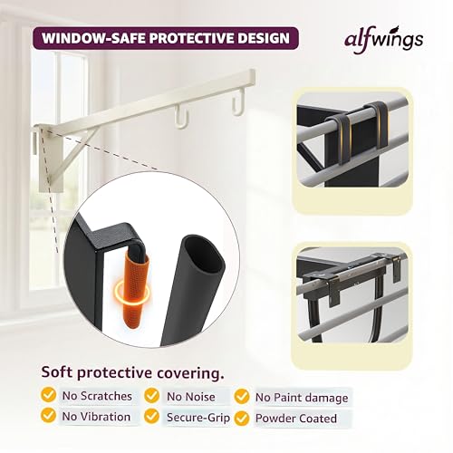 Image of Baby Window Cradle Hanger | Up to 35 Kg Metal Rod | Hook and Paint Protection Shield | White, 100 cm | WCH1mW