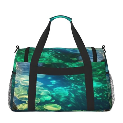 Luminous Waters Print Travel Duffel Bag for Men & Women, Foldable Travel Bags and Spacious Weekender Tote Bag for Storage Toiletry Luggage Personal Item2