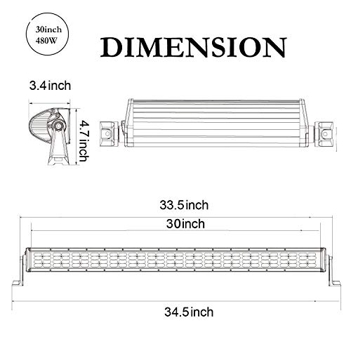 Niking Auto Led Light Bar, 30 Inch 480W Quad Row Led Driving Fog Lights Off Road Work Light Spot Flood Combo Beam For Trucks Ford Jeep Suv Atv Utv Toyota Boat #TOP1