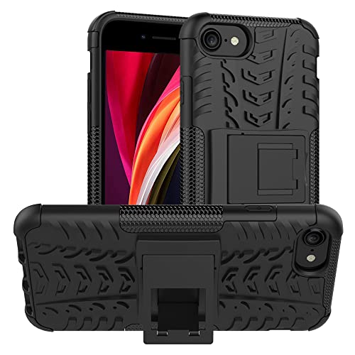 ALDHOFA Coque iPhone 8/SE Antichoc Armure Housse Protection Anti Scratch Cas Coque Housse Etui avec Support Cover Case pour iPhone 8/S-Noir