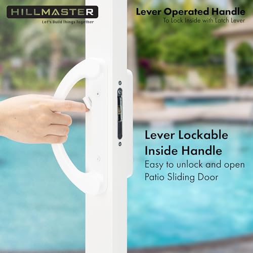 Hillmaster Sliding Glass Door Handle With Mortise Lock And Key Cylinder,Patio Door Lock With Key Replacement Patio Door Handle Set Sliding Door Lock Fits 3-15/16 Inch Screw Hole Spacing,Reversible Design thumb #3