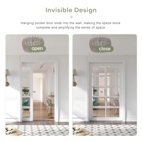 Image of EaseLife 8FT /96in Sliding Pocket Door Hardware Kit,Commercial Grade,Aluminum Box Rail Kit,Slide Smoothly Quietly,Easy Install,No Door (92.5in Track Kit for 23 inch~48 inch Wide Single Door)