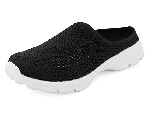 MaxMuxun Damen Herren Casual Garden Clogs Hausschuhe Slip on Mules Sneakers Schwarze Wanderschuhe Größe 6,5/5,5 Cover