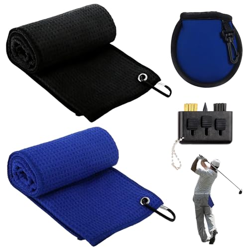 Meunhy 2 PCS Golf Towels, Golf Cleaning Towel with Carabiner