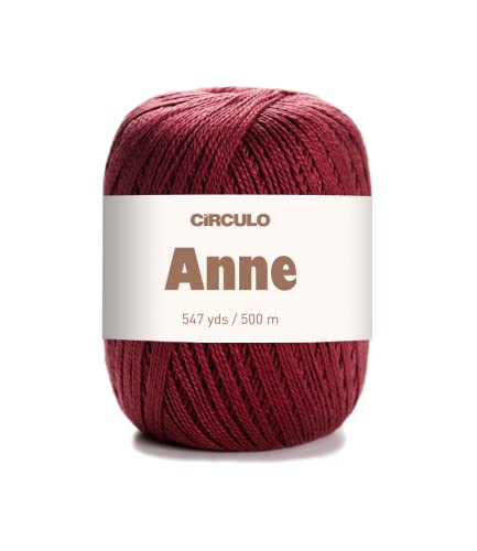 Image of CIRCULO Anne Yarn for Crocheting & Knitting, 100% Mercerized Brazilian Virgin Cotton, Soft Fingering Weight, 547 Yds, 5.19 Oz - Color 7136 Marsala