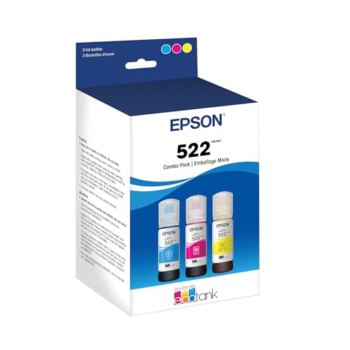 Image of EPSON 522 EcoTank Ink Ultra-high Capacity Bottle Color Combo Pack (T522520-S) Works with ET-2720, 2800, 2803, 2840, 4700, 4800, 4810