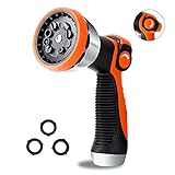 HLWDFLZ Garden Hose Spray Nozzle - Water Hose Nozzle Heavy Duty, with 10 Adjustable Spray Patterns Thumb Flow Control for Women and Children to Water Lawns and Gardens, Car Wash, Pets (Orange)