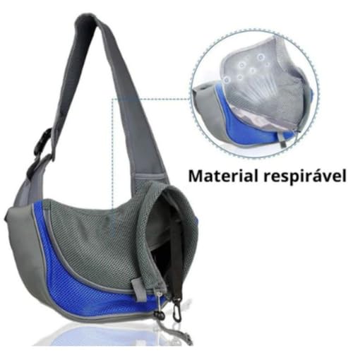 Bolsa Mochila Canguru Transversal para Transporte de Pet - Tecido Respirável, Alça Ajustável e Bolso