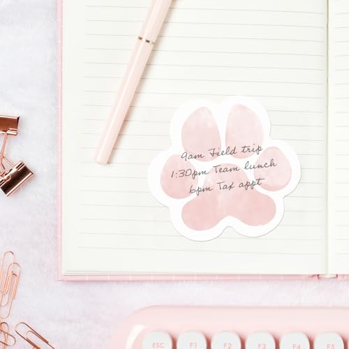 Image of Paw Shaped Sticky Note Pad Assortment /Set of 3 / Watercolor Style / 3.75 inch x 3.5 inch Modern Sticky Notes / 50 Sheets Per Pad /Made in The USA