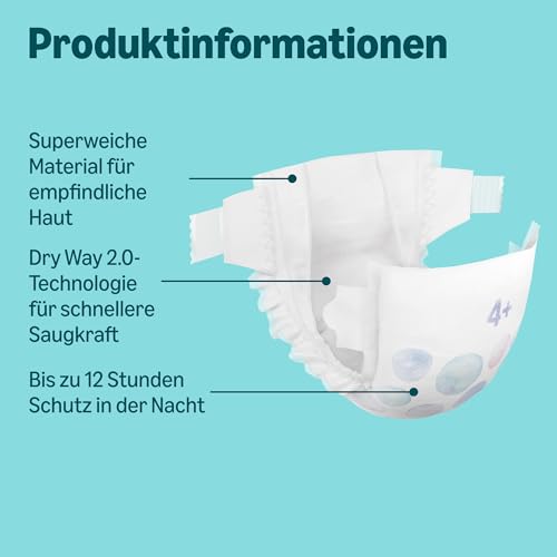 By Amazon Ultra Dry Windeln Größe 4+ (9-15 kg) - MONATSBOX, Weiß, 160 Stück (2 Packungen mit 80) (Früher Unter Der Marke Mama Bear, Identisches Produkt)