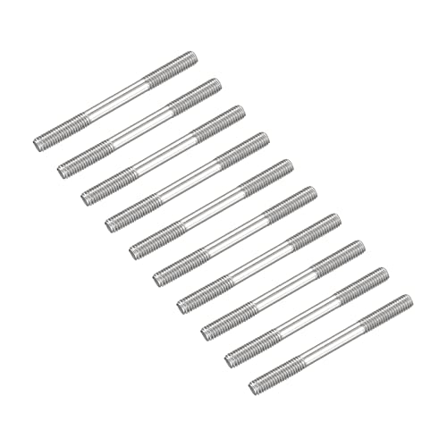 METALLIXITY Doppelseitige Stiftschrauben (M6-Gewinde 65 mm Länge) 10 Stück, 304 Edelstahl-Doppelgewindestangenbolzen – für die Hauswartung