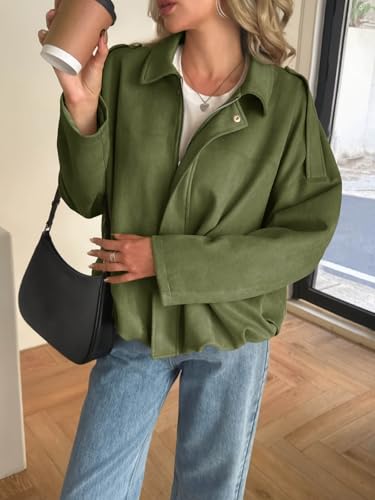Cicy Bell Womens Faux Suede Bomber Jackets Oversized Cropped Zip Up Lapel Coats Fall Casual Outerwears4