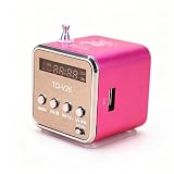 Mini Radio Bluetooth Lautsprecher, Tragbarer FM-Radio, Outdoor Kabelloser Mini Lautsprecher, Music Speaker MP3-Player, Soundstation, USB, Line-In, Micro SD TF (Rosa)
