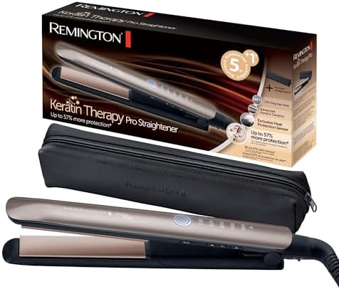 Remington Professional Hair Straightener [Heat Protection Sensor to Reduce Hair Damage] Keratin Protect (High-Quality Keratin Ceramic Coating with Almond Oil) Digital Display, 160-230°C, Hair Straightener S8593 - View 3