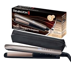 Remington Plancha Pelo pantalla digital, 160-230 °C, sensor protección contra el calor para reducir el daño capilar Keratin Therapy revestimiento cerámica con queratina y aceite de almendra S8593