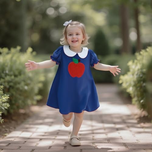 Snow White Dress for Girls Puff Short Sleeve Apple Embroidery Cute Peter-Pan Collar Princess A-line Dress Outfits2