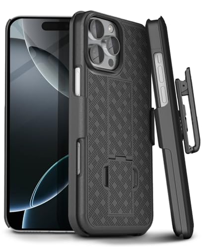 MOTIVE for iPhone 16 Pro Holster Case, Belt Clip Case for iPhone 16 Pro, Shell Holster Combo 16 Pro, Slim Rugged Drop Shockproof Protective Cover with Kickstand (6.3") | Ranger Series