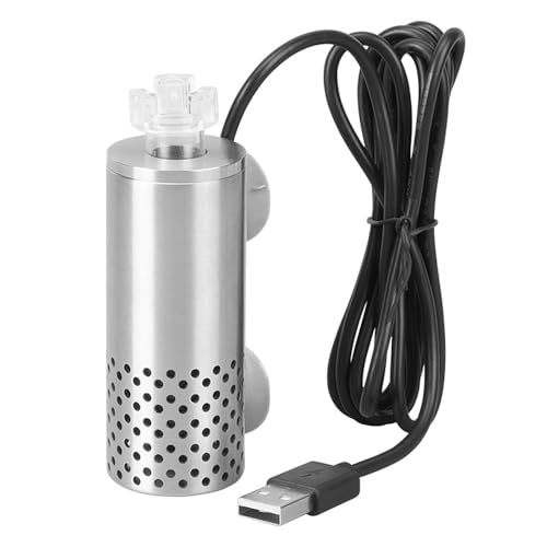 DONGKER Aquarium Oberflächenskimmer, Elektrischer USB Oberflächenabsauger Skim, Edelstahl Aquarium Surface Skimmer mit 2 Saugnäpfen für Kleines Fischwassertank