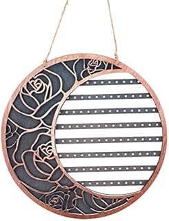 AMIJOUX Hanging Earring Holder Moon, Wall-Mounted Earring Organizer, Wooden Earring Stand Rack Jewelry Stand Organizers for Women Girls