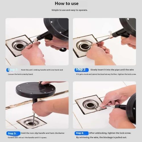 Flexible Drain Clog Remover Snake Tool - 9.8ft to 33ft Plumbing Cleaner for Toilets & Showers, Effective Unclogging Tool for Sinks & Drains, Easy to Use